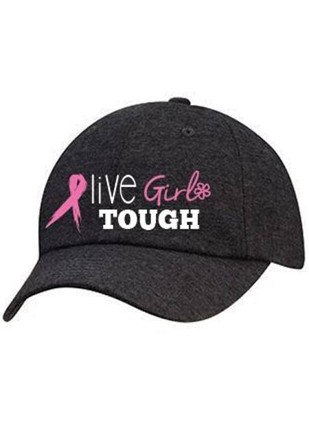 Black cap with text “live girl tough”
